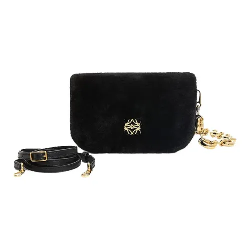 LOEWE Shearling Сумка через плечо Мини Женская Черная