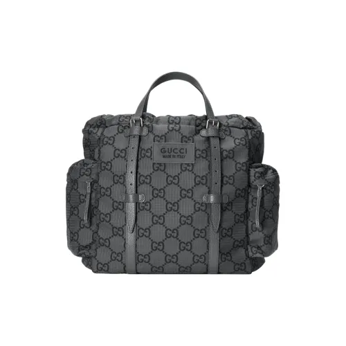 GUCCI Переработанный полиэстер Тоут Сумка Сумка для покупок Сумка среднего размера Мужская Темно-серый и Черный