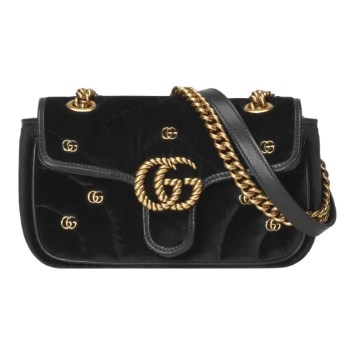 GUCCI GG Marmont Вельвет Сумка через плечо Сумка на плечо Женская Черная