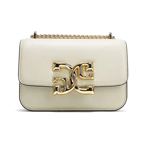 COOGI Воловья кожа кожа материал маленькая квадратная сумка сумка через плечо женская экрю коричневый черный