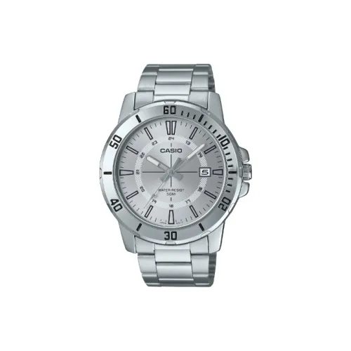 CASIO Кварцевый механизм ремешок из нержавеющей стали мужские часы серебристый циферблат