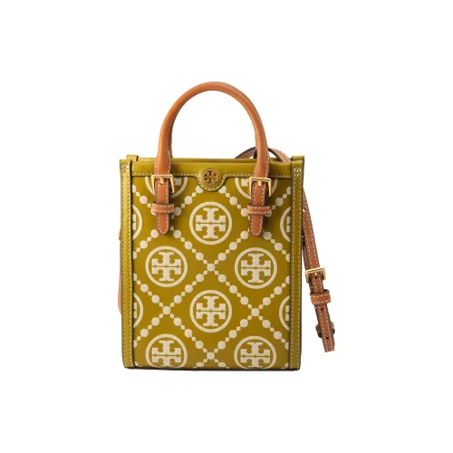 TORY BURCH T Monogram Холст и Кожа Сумка с боковинами-гармошками Тоут Сумка Сумка для покупок Сумка через плечо Сумка