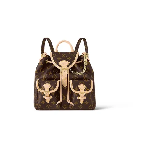 LOUIS VUITTON Монограмма Покрытый холст Сумка через плечо Рюкзак Маленький Женский Коричневый