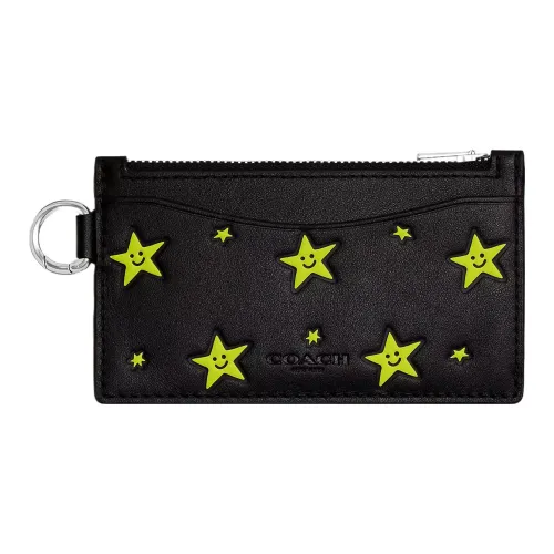 COACH Zip Top Card Case Перчаточная дубленая кожа Кошелек для монет держатель для карт Стандартный Мужской Черный