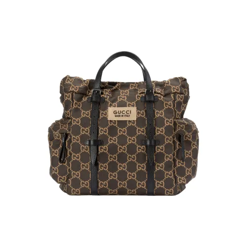 GUCCI GG Polyester Переработанный полиэстер Тоут Сумка Сумка для покупок Сумка среднего размера Мужская Цвет эбеновый и бежевый