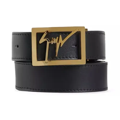 Giuseppe Zanotti GZ Ремни из коровьей кожи Мужской Черный Ширина 3,5 см