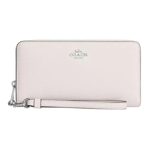 COACH Кожа Запястье Сумка Монетница Кошелек Кошелек Маленький Женский Серебряный Розовый Белый