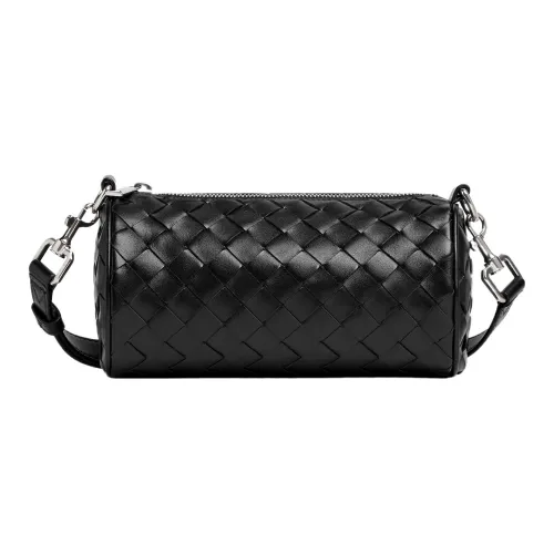 Bottega Veneta Intrecciato Корова Кожа Цилиндрическая Сумка Сумка через плечо Мини Мужская Черная