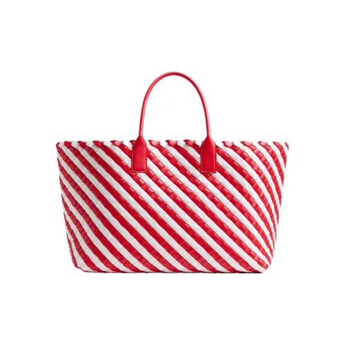 Bottega Veneta Cabat Lambskin Tote Bag Shopping Bag Large Women's Red White Bottega Veneta Cabat Сумка из овечьей кожи сумка для покупок сумка большая женская красная и белая