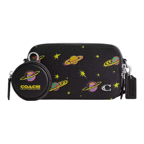 COACH Charter Pebble Кожа Комбинированная Сумка Сумка через плечо Маленькая Женская Черная