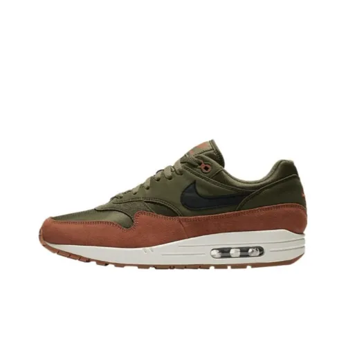 Nike Air Max 1 Амортизация Износостойкий Низкий Топ Беговые кроссовки Мужские Умбра