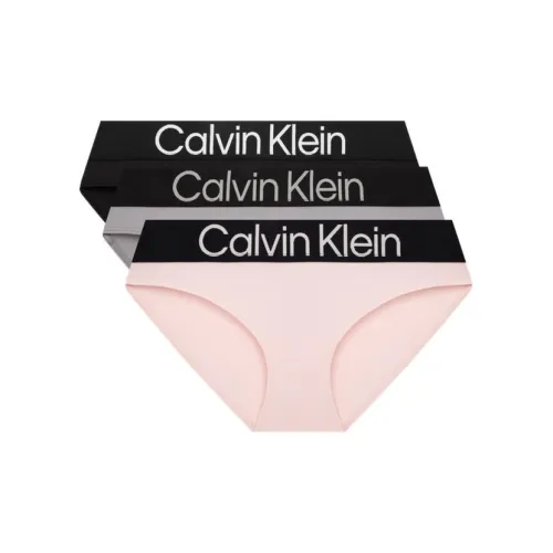 Calvin Klein 3 пачки Космический черный/Ледниковый серый/Вишневый цветок Розовый Женские трусики-бикини