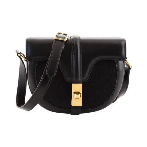 CELINE Besace Сумка из коровьей кожи с конским волосом седло сумка через плечо женская черная