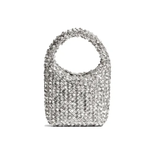 Bottega Veneta Cabat Овечья шкура Ведрообразная сумка Маленькая Женская серебряная