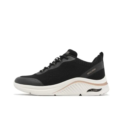 Skechers Arch Fit S Miles Sonrisas Устойчивый к истиранию Дышащий Низкий Топ Повседневная обувь Женская Черная