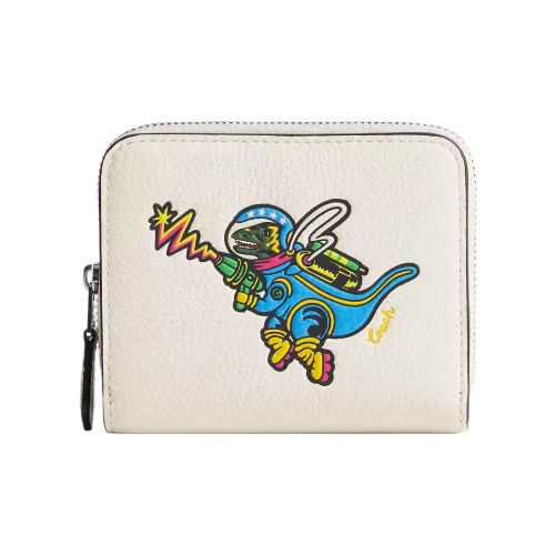 COACH Rexy Кожа Монета Кошелек Кошелек Женский Серебряный Розовый Белый