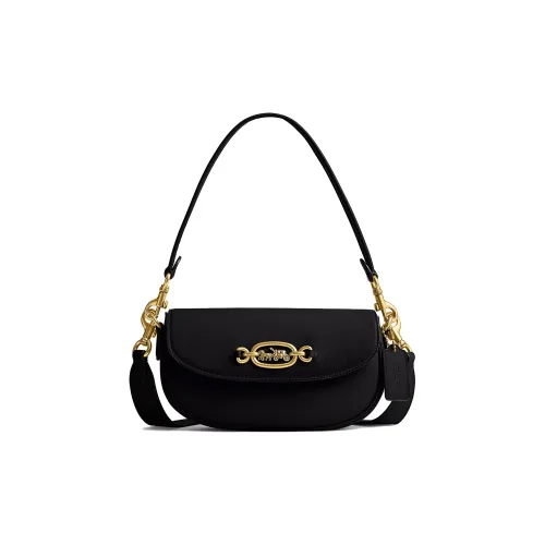 COACH Харлей Коровья кожа Седло Сумка Сумка через плечо Женская Черная