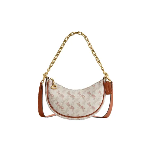 COACH Mira Покрытый холст с телячьей кожей Сумка через плечо Сумка на плечо Женская Мел Полированный янтарь