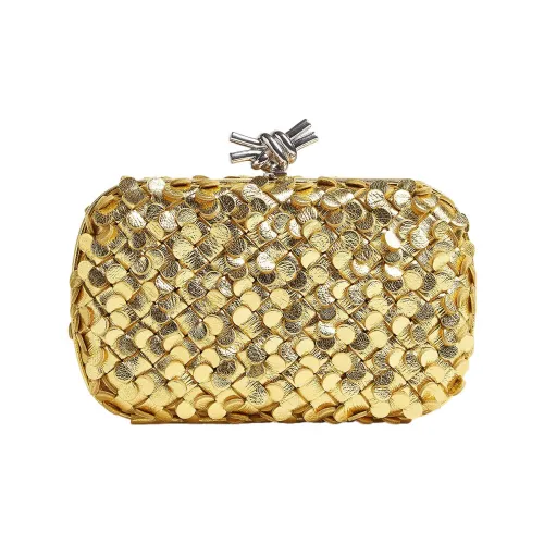 Bottega Veneta Узел Овечья шкура Golden Mouth Сумка Evening Клатч Сумка Женские Золотой