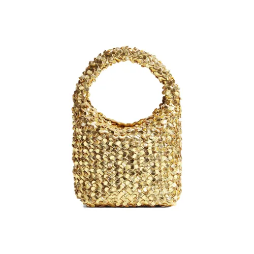 Bottega Veneta Cabat Овечья шкура Ведрообразная сумка Маленькая Женская Золотая