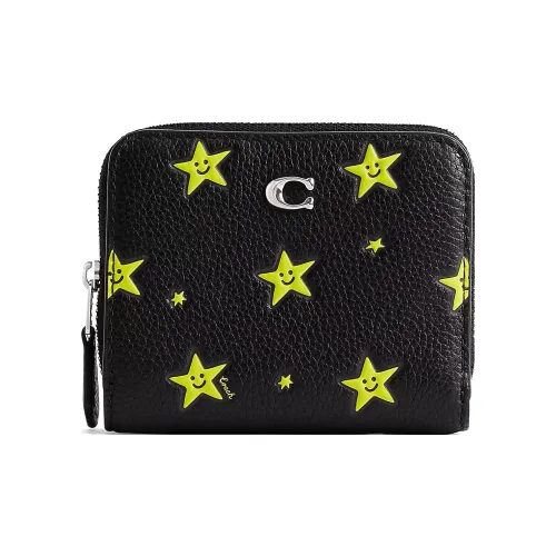 COACH Billfold Wallet Pebble Leather Coin Wallet Wallet Regular Women's Black