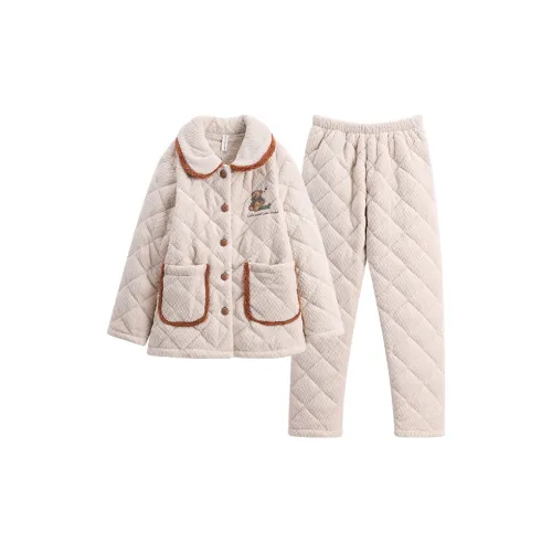 FENTENG FJ240317 Экрю Женские Пижамные комплекты