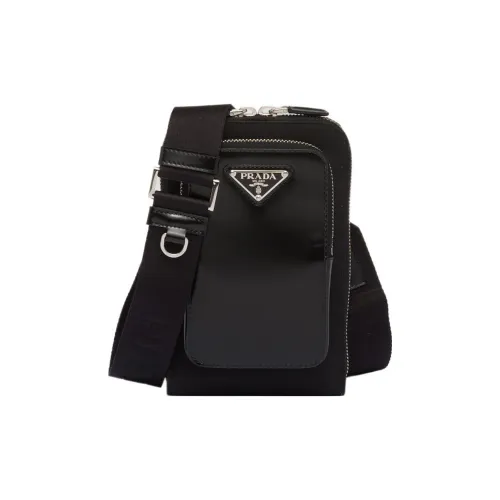PRADA Ткань с кожаными вставками через плечо чехол для телефона стандартный мужской черный