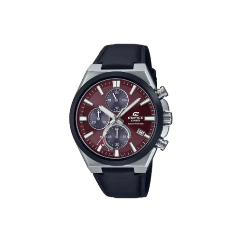 CASIO EDIFICE Collection Кварцевый механизм часы с натуральной кожей ремешок унисекс красный циферблат