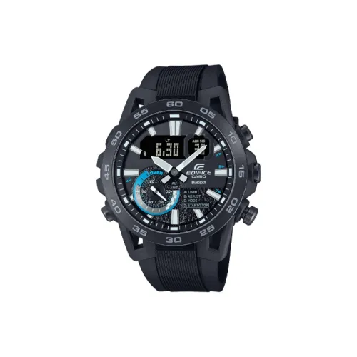 CASIO EDIFICE Collection Кварцевый механизм Смольный ремешок Часы Мужские Черный циферблат ECB 40PB 1A