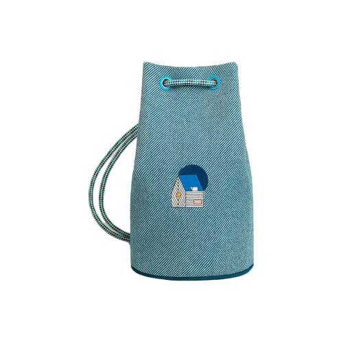 HERMES Холст Клатч Сумка Холст Хранение Женский Синий