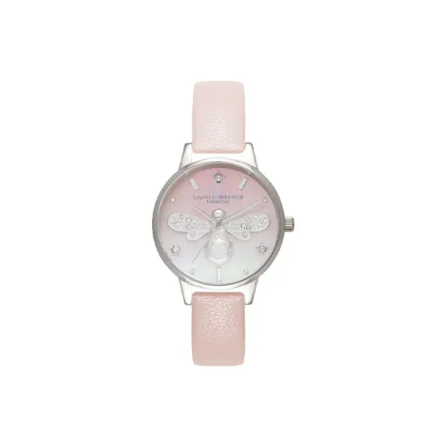 OLIVIA·BURTON Наручные часы Кварцевый механизм Кожаный ремешок 30MM Розовый циферблат Женские часы