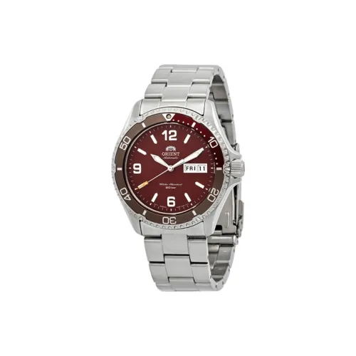 ORIENT Автоматический Механический Механизм Нержавеющая Сталь Ремешок Часы Мужские Красный Циферблат Часов