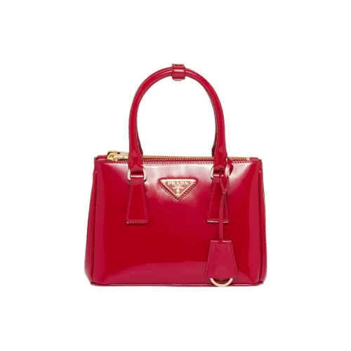 PRADA Лак Кожаная Сумка через плечо Сумка Мини Женская Вишнево-Красная