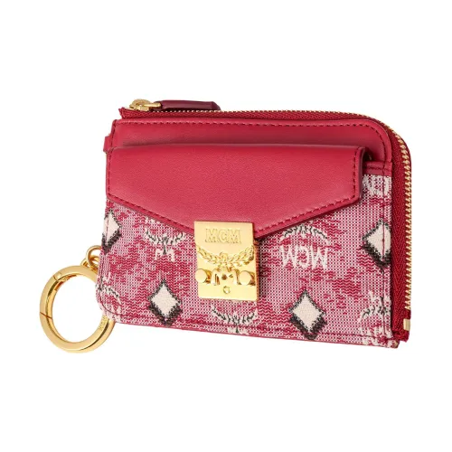 MCM Ткань с кожаными вставками держатель для карт мини женский красный