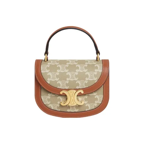 CELINE Besace Clea Коровья кожа Сумка Мини Женская Серый Бежевый