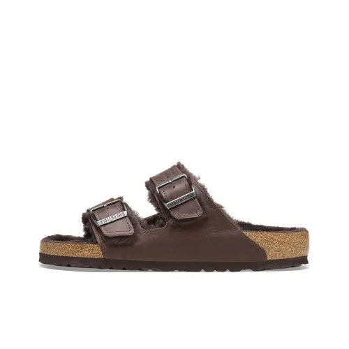Birkenstock Arizona Shearling Слипоны Унисекс Коричневый Узкая версия