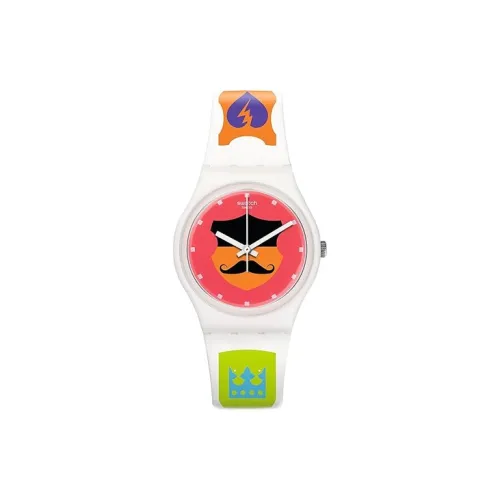 Swatch Quartz Механизм Унисекс Часы 34 мм Красный Циферблат Часы Пластиковый Корпус Часы Силиконовый Ремешок