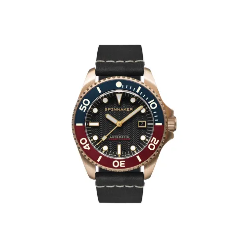 SPINNAKER Мужские часы Автоматический механический механизм Естественная кожа Ремешок Черный циферблат