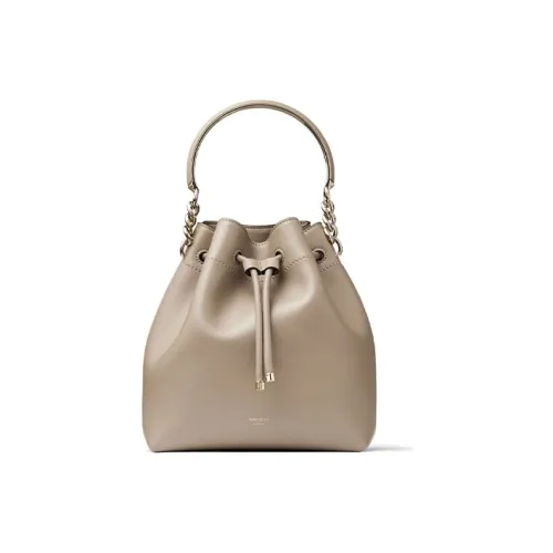 Jimmy Choo Smooth Bright Calfskin Bucket Bag Crossbody Bag Women's Taupe Light Gold Джимми Чу Гладкий Яркий Телячья Кожа Ведро Сумка Через Плечо Сумка Женская Тауповый и Светлый Золото
