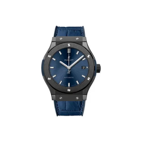 HUBLOT Классическая коллекция Fusion Автоматический механический механизм Унисекс Часы 38 мм Синий циферблат Резиновый ремешок