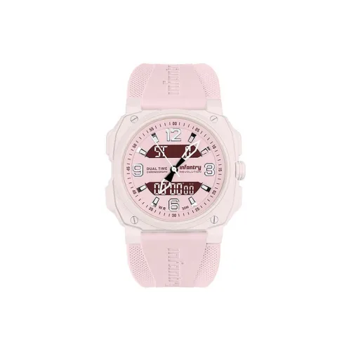 INFANTRY Double Eye Collection Электронный механизм Силиконовый ремешок Часы Женские Розовый циферблат