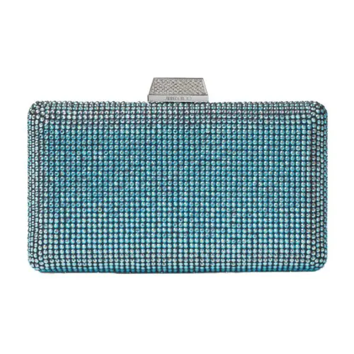 Jimmy Choo Clemmie Suede Patchwork Crossbody Clutch Women's Light Blue