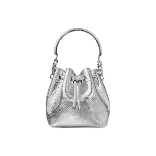 Jimmy Choo Кожа Ведрообразная Сумка Сумка через плечо Маленькая Женская Серебряная