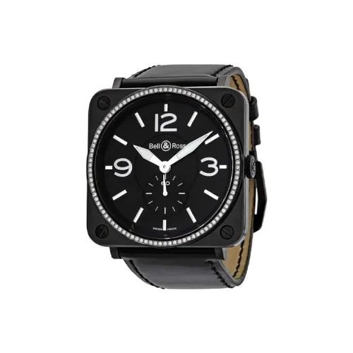 BELL ROSS Кварцевый механизм Женские часы 36 мм Черный циферблат Керамика Чехол для часов Кожаный ремешок