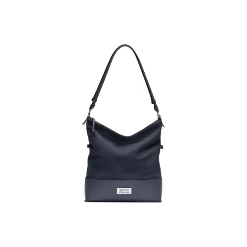 Maison Margiela 5AC Ткань с GRAIN LEATHER Сумка-хобо Сумка-полумесяц Ручная Сумка на плечо Женская Серо-голубая