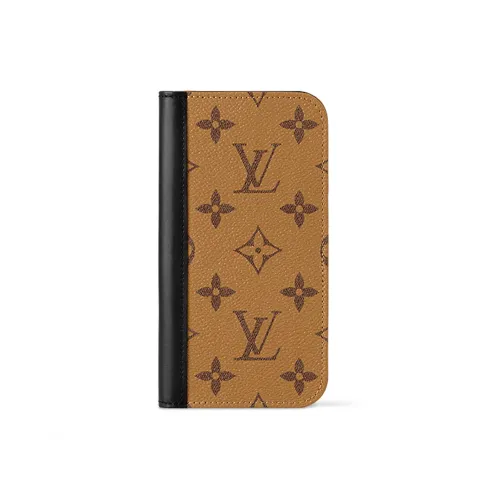 LOUIS VUITTON Холст Телячья кожа Чехол для iPhone 15 Pro Аксессуар Сумка Женская Светло-коричневый