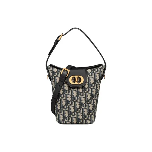 DIOR 30 Montaigne Коровья кожа Ведрообразная сумка Сумка Сумка через плечо Женская Синяя