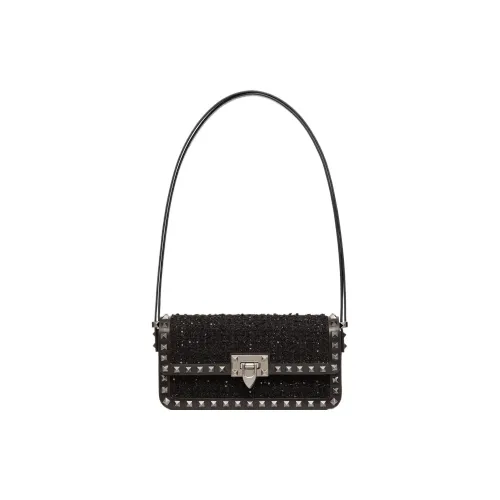 Valentino Rockstud Твид Сумка Сумка через плечо Женская Черная