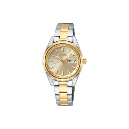 SEIKO Кварцевый механизм нержавеющая сталь ремешок женские часы золотой циферблат модель SUR354P1