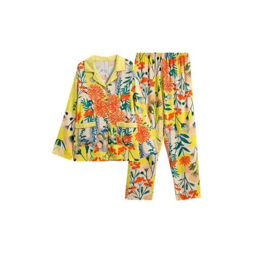 FENTENG FJ2490667 Желтый с цветочным узором женский комплект пижам